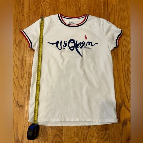 Ralph Lauren Women's US Open Logo Cotton Tee in Pure White XS - Picture 9 of 16